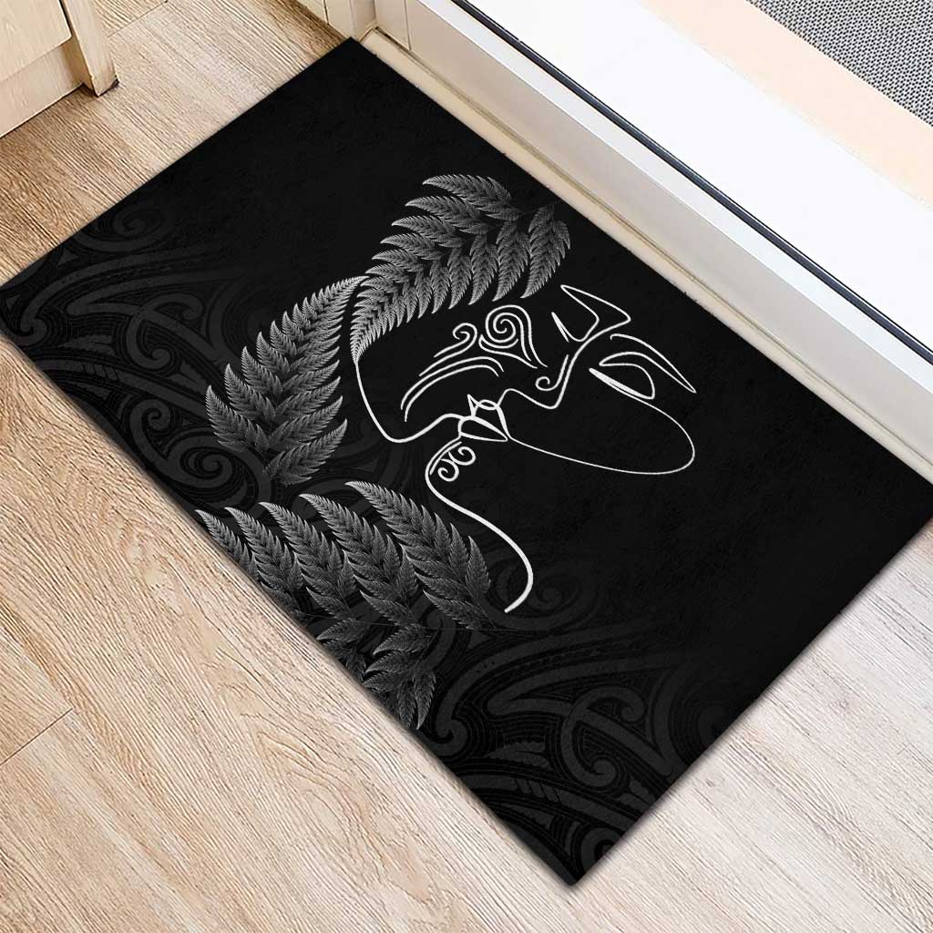 New Zealand Valentine's Day Rubber Doormat Silver Fern and Line Art Love Couple LT03 - Polynesian Pride