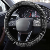 New Zealand Valentine's Day Steering Wheel Cover Silver Fern and Line Art Love Couple