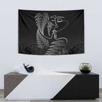 New Zealand Valentine's Day Tapestry Silver Fern and Line Art Love Couple LT03 - Polynesian Pride