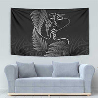 New Zealand Valentine's Day Tapestry Silver Fern and Line Art Love Couple LT03 - Polynesian Pride
