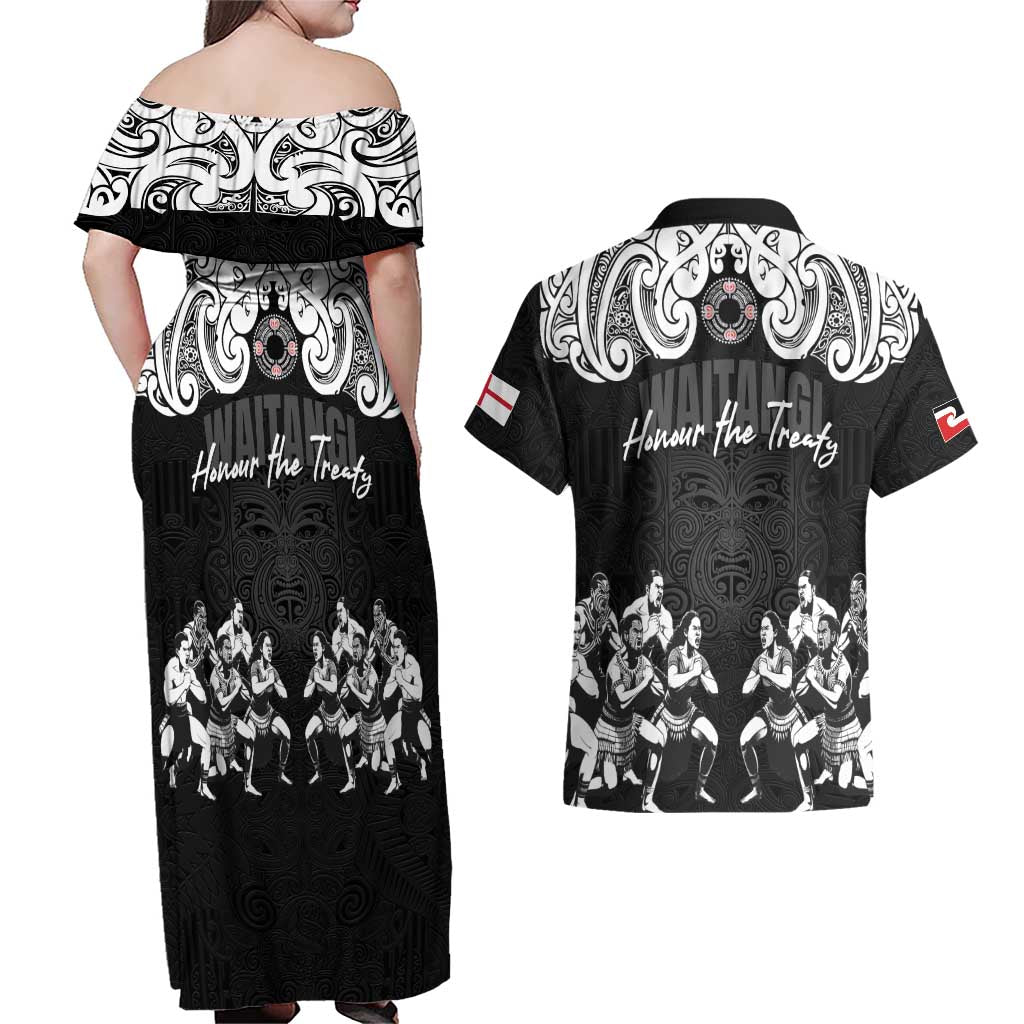 Aotearoa Waitangi Day - Toitu Te Tiriti Couples Matching Off Shoulder Maxi Dress and Hawaiian Shirt New Zealand Honour the Treaty LT03 - Polynesian Pride