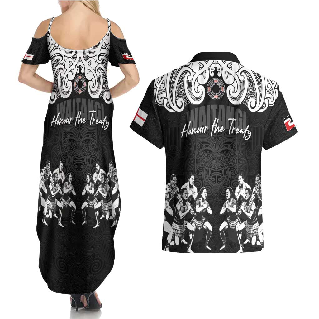 Aotearoa Waitangi Day - Toitu Te Tiriti Couples Matching Summer Maxi Dress and Hawaiian Shirt New Zealand Honour the Treaty