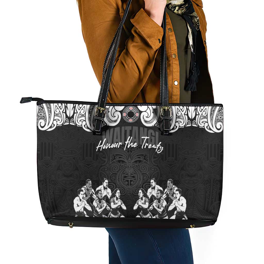 Aotearoa Waitangi Day - Toitu Te Tiriti Leather Tote Bag New Zealand Honour the Treaty