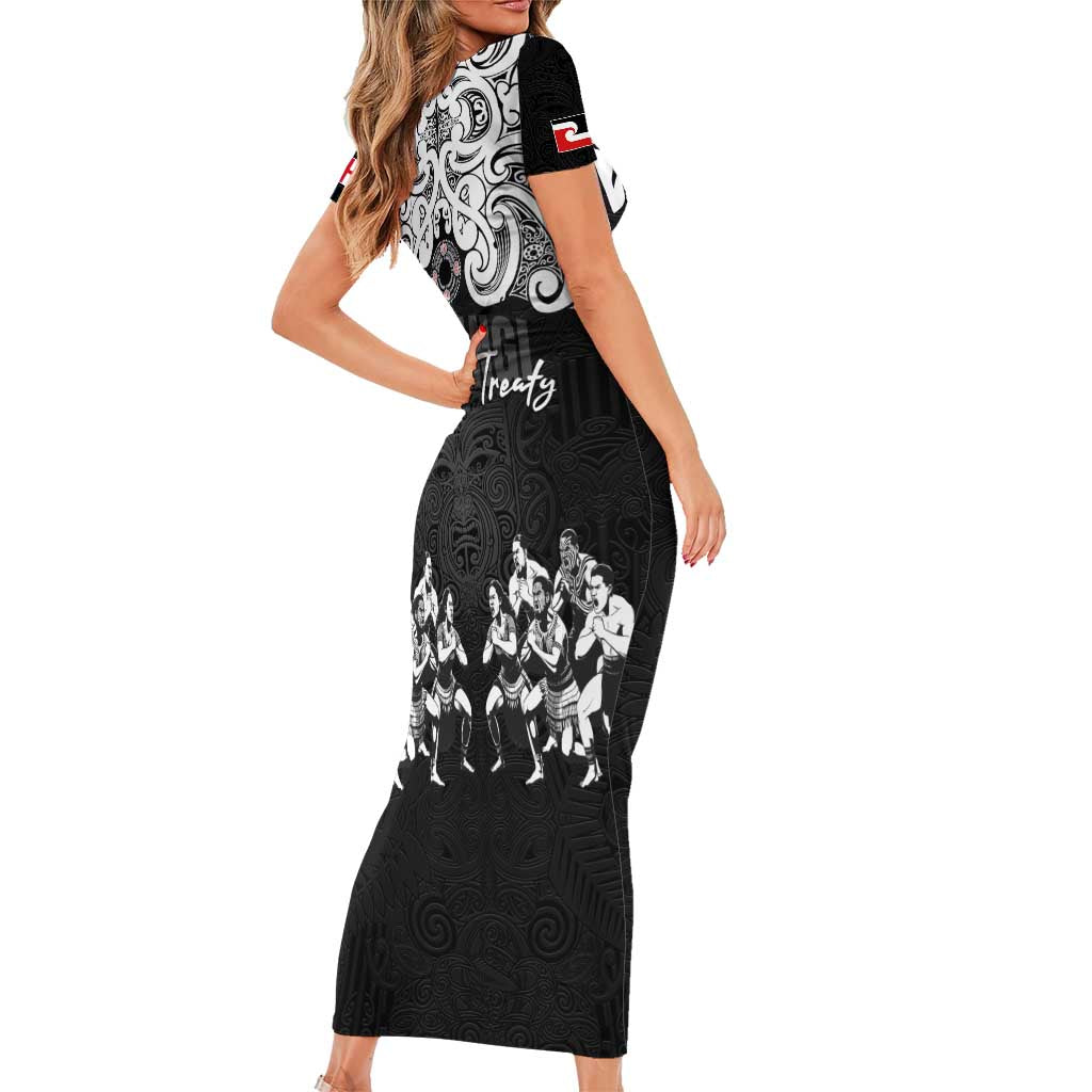 Aotearoa Waitangi Day - Toitu Te Tiriti Short Sleeve Bodycon Dress New Zealand Honour the Treaty