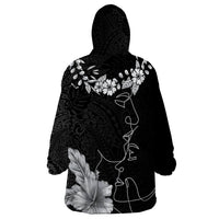 Hawaii Valentine Day Wearable Blanket Hoodie Polynesian Line Art Love Couple Hibiscus Tribal Pattern LT03 - Polynesian Pride