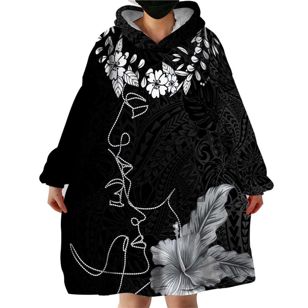 Hawaii Valentine Day Wearable Blanket Hoodie Polynesian Line Art Love Couple Hibiscus Tribal Pattern LT03 - Polynesian Pride
