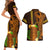 Hawaii Tiki Mask Cocktail Couples Matching Short Sleeve Bodycon Dress and Hawaiian Shirt Kakau Tattoo LT03 - Polynesian Pride