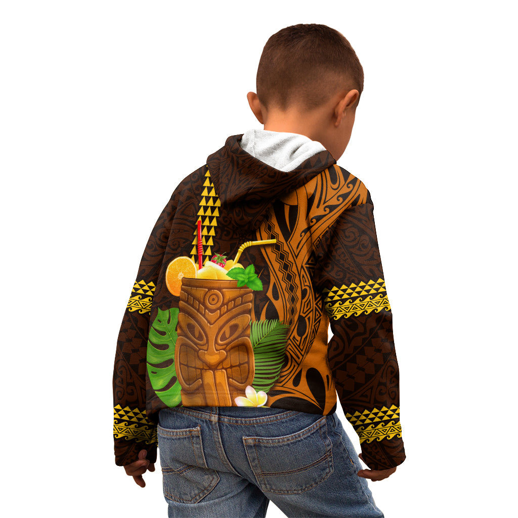 Hawaii Tiki Mask Cocktail Kid Hoodie Kakau Tattoo LT03 - Polynesian Pride