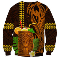 Hawaii Tiki Mask Cocktail Sweatshirt Kakau Tattoo LT03 - Polynesian Pride