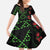 Hawaiian Green Kakau Art Tattoo-Ohia Lehua and Taro Leaves Family Matching Off The Shoulder Long Sleeve Dress and Hawaiian Shirt