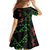Hawaiian Green Kakau Art Tattoo-Ohia Lehua and Taro Leaves Family Matching Off The Shoulder Long Sleeve Dress and Hawaiian Shirt