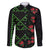 Hawaiian Green Kakau Art Tattoo-Ohia Lehua and Taro Leaves Family Matching Off The Shoulder Long Sleeve Dress and Hawaiian Shirt
