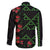 Hawaiian Green Kakau Art Tattoo-Ohia Lehua and Taro Leaves Family Matching Off The Shoulder Long Sleeve Dress and Hawaiian Shirt