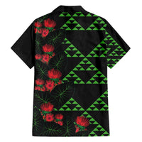 Hawaiian Green Kakau Art Tattoo-Ohia Lehua and Taro Leaves Family Matching Off Shoulder Short Dress and Hawaiian Shirt