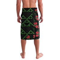 Hawaiian Green Kakau Art Tattoo-Ohia Lehua and Taro Leaves Lavalava