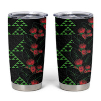 Hawaiian Green Kakau Art Tattoo-Ohia Lehua and Taro Leaves Tumbler Cup