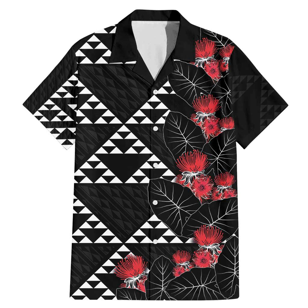 Hawaiian White Kakau Art Tattoo-Ohia Lehua and Taro Leaves Family Matching Mermaid Dress and Hawaiian Shirt