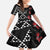 Hawaiian White Kakau Art Tattoo-Ohia Lehua and Taro Leaves Family Matching Off The Shoulder Long Sleeve Dress and Hawaiian Shirt