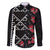 Hawaiian White Kakau Art Tattoo-Ohia Lehua and Taro Leaves Family Matching Off The Shoulder Long Sleeve Dress and Hawaiian Shirt