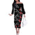 Hawaiian White Kakau Art Tattoo-Ohia Lehua and Taro Leaves Family Matching Off The Shoulder Long Sleeve Dress and Hawaiian Shirt