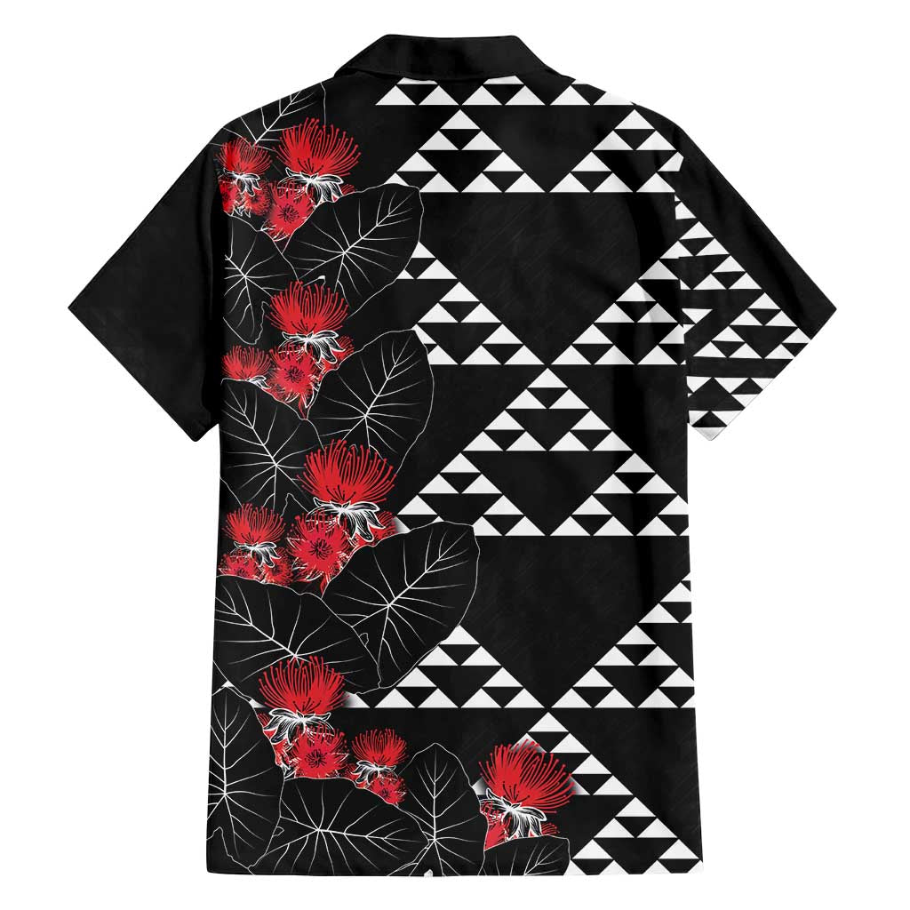 Hawaiian White Kakau Art Tattoo-Ohia Lehua and Taro Leaves Family Matching Puletasi and Hawaiian Shirt