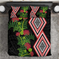Aotearoa Tukutuku Motif Bedding Set Pohutukawa and Fern Leaves