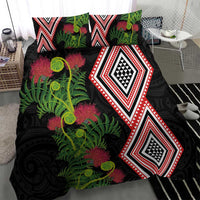 Aotearoa Tukutuku Motif Bedding Set Pohutukawa and Fern Leaves