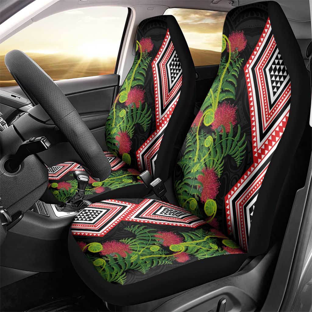 Aotearoa Tukutuku Motif Car Seat Cover Pohutukawa and Fern Leaves