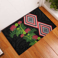 Aotearoa Tukutuku Motif Rubber Doormat Pohutukawa and Fern Leaves LT03 - Polynesian Pride