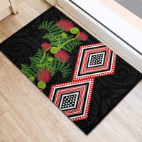 Aotearoa Tukutuku Motif Rubber Doormat Pohutukawa and Fern Leaves LT03 - Polynesian Pride