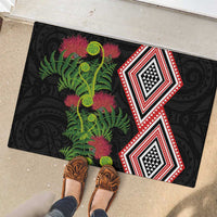 Aotearoa Tukutuku Motif Rubber Doormat Pohutukawa and Fern Leaves LT03 - Polynesian Pride
