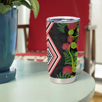 Aotearoa Tukutuku Motif Tumbler Cup Pohutukawa and Fern Leaves LT03 - Polynesian Pride