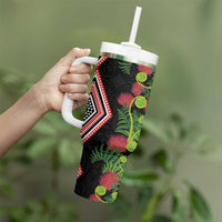 Aotearoa Tukutuku Motif Tumbler With Handle Pohutukawa and Fern Leaves LT03 - Polynesian Pride