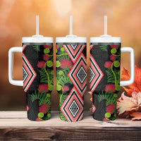 Aotearoa Tukutuku Motif Tumbler With Handle Pohutukawa and Fern Leaves LT03 - Polynesian Pride