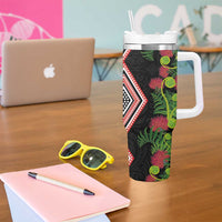 Aotearoa Tukutuku Motif Tumbler With Handle Pohutukawa and Fern Leaves LT03 - Polynesian Pride