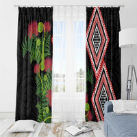 Aotearoa Tukutuku Motif Window Curtain Pohutukawa and Fern Leaves