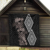 Aotearoa Tukutuku Motif Quilt Pohutukawa and Fern Leaves Grayscale Color LT03 - Polynesian Pride
