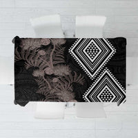 Aotearoa Tukutuku Motif Tablecloth Pohutukawa and Fern Leaves Grayscale Color LT03 Black - Polynesian Pride