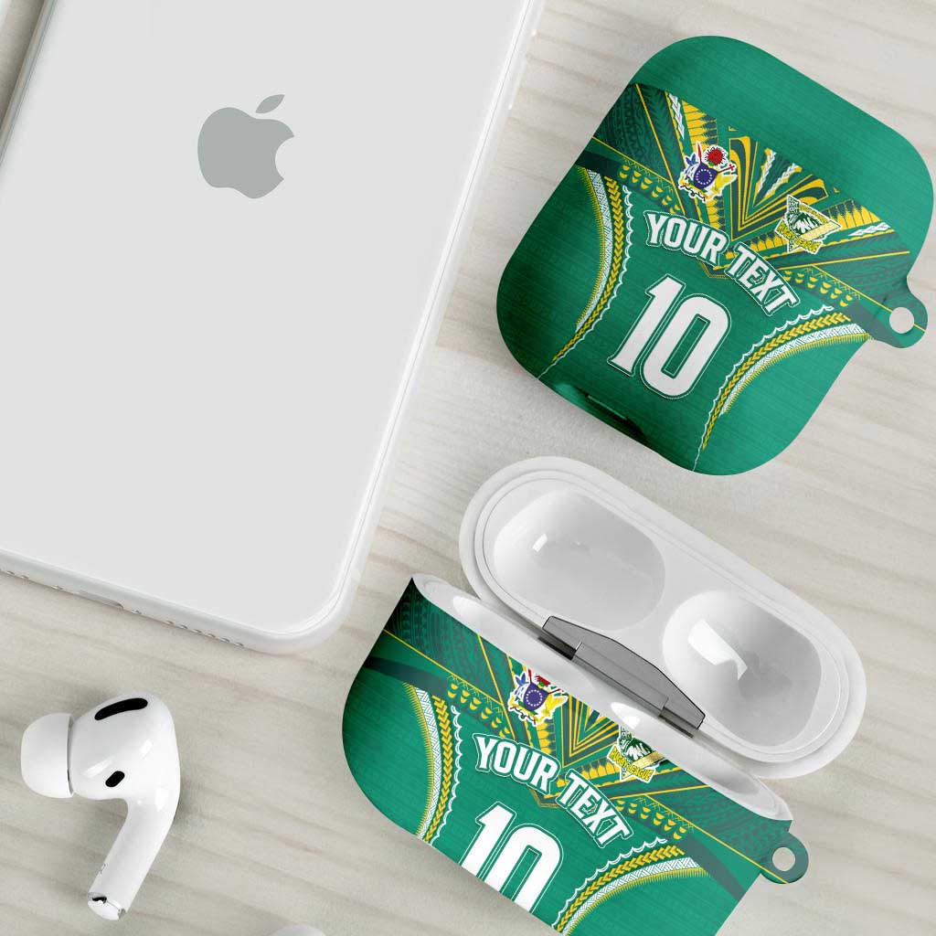 Custom Cook Islands Rugby AirPods Case Tatau Art Sport Style Green Color LT03 - Polynesian Pride