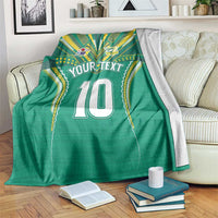 Custom Cook Islands Rugby Blanket Tatau Art Sport Style Green Color LT03 Green - Polynesian Pride