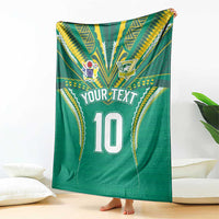 Custom Cook Islands Rugby Blanket Tatau Art Sport Style Green Color LT03 - Polynesian Pride