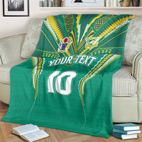 Custom Cook Islands Rugby Blanket Tatau Art Sport Style Green Color LT03 - Polynesian Pride