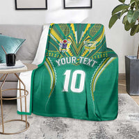Custom Cook Islands Rugby Blanket Tatau Art Sport Style Green Color LT03 - Polynesian Pride
