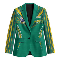 Custom Cook Islands Rugby Blazer Tatau Art Sport Style Green Color LT03 Unisex Green - Polynesian Pride