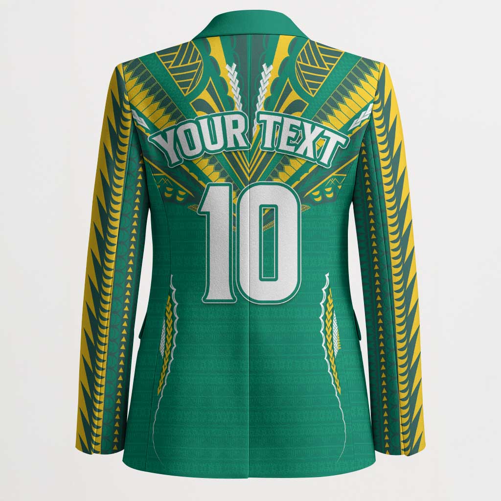 Custom Cook Islands Rugby Blazer Tatau Art Sport Style Green Color LT03 - Polynesian Pride