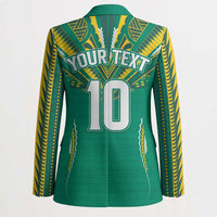 Custom Cook Islands Rugby Blazer Tatau Art Sport Style Green Color LT03 - Polynesian Pride