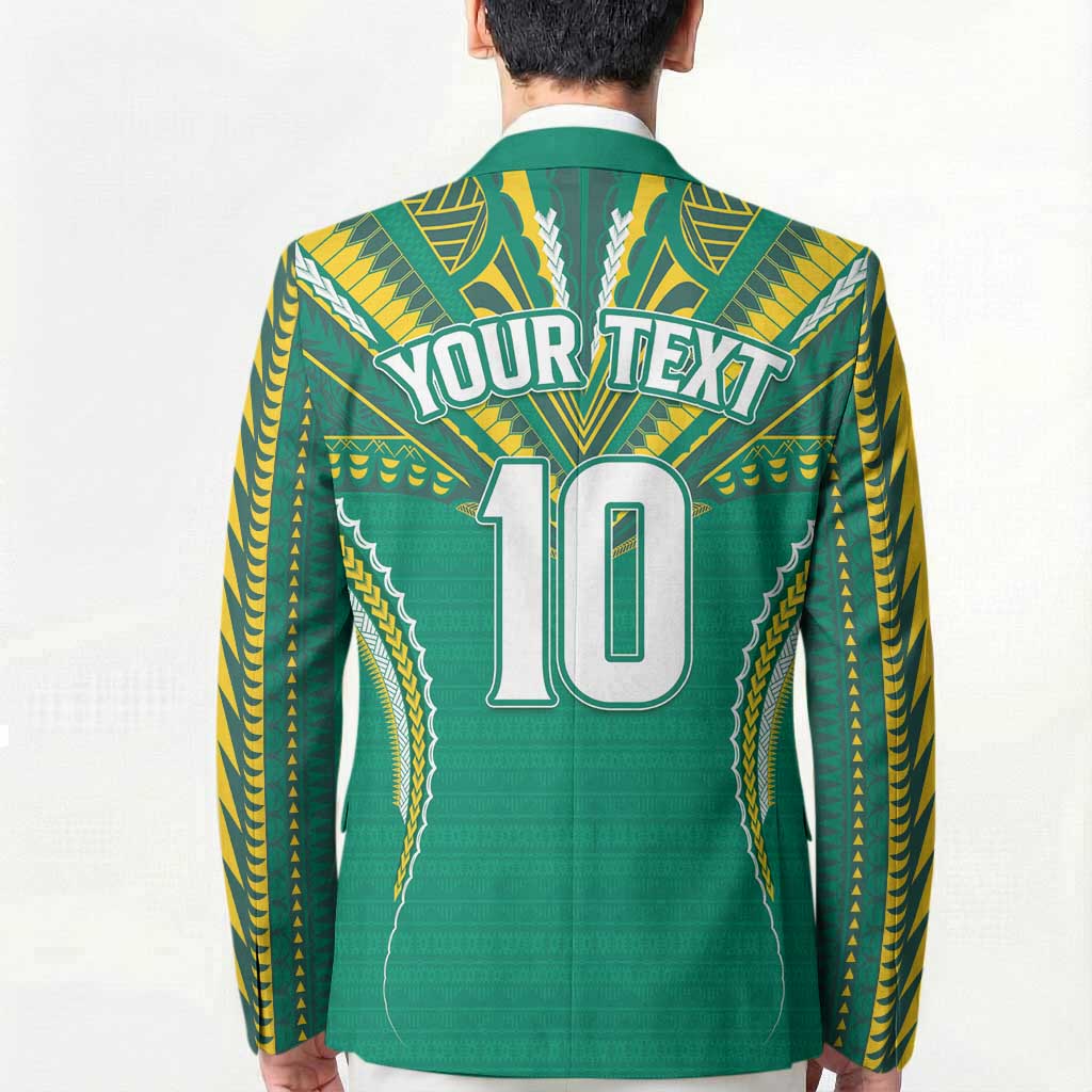 Custom Cook Islands Rugby Blazer Tatau Art Sport Style Green Color LT03 - Polynesian Pride