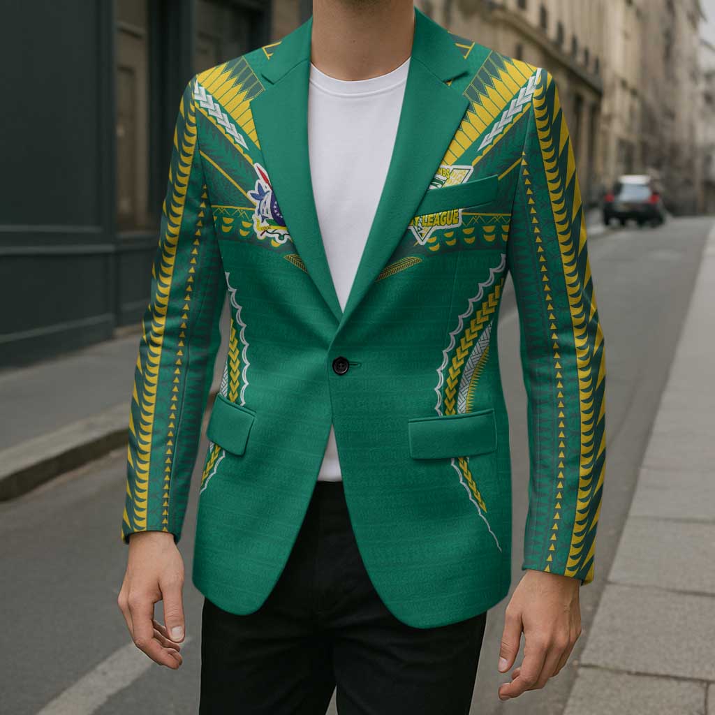Custom Cook Islands Rugby Blazer Tatau Art Sport Style Green Color LT03 - Polynesian Pride