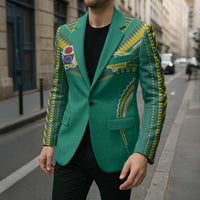 Custom Cook Islands Rugby Blazer Tatau Art Sport Style Green Color LT03 - Polynesian Pride