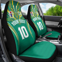 Custom Cook Islands Rugby Car Seat Cover Tatau Art Sport Style Green Color LT03 - Polynesian Pride
